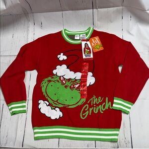 Festive Red and Green Grinch Kids Sweater